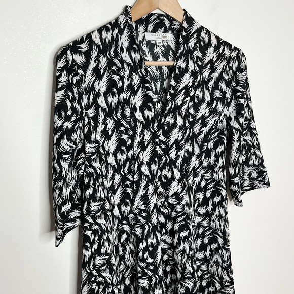 Derek Lam Collection Womens Feather Scarf Neck Dress 38 Black White 3/4 Sleeve - Picture 4 of 10